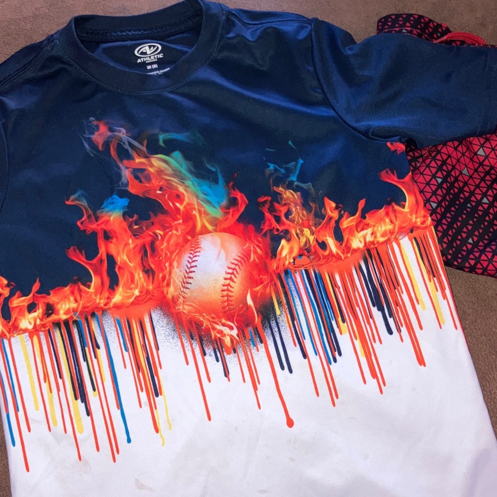 Athletic Works Fiery Baseball Kids' Tee‎ Size 8